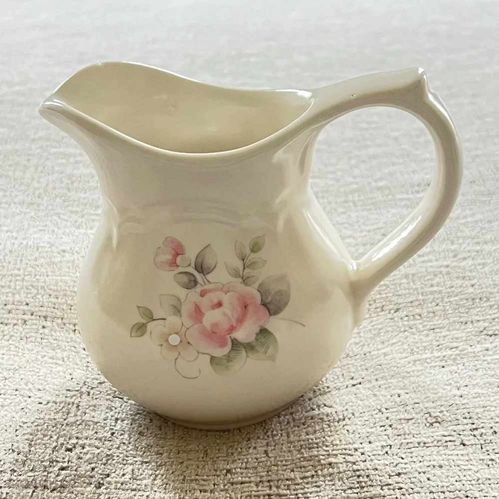 Pfaltzgraff Tea Rose‎ Creamer Pitcher Vintage USA Stoneware Pink Floral